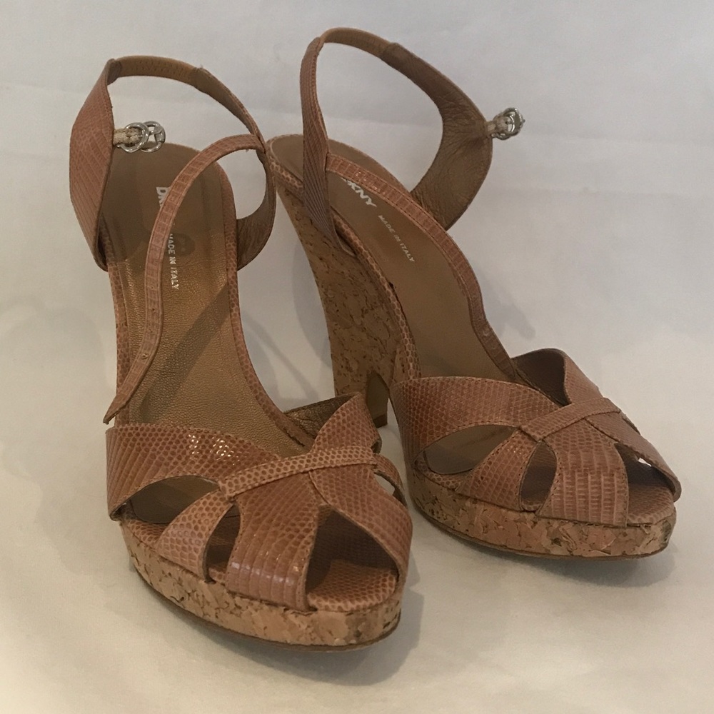 DKNY ankle strap wedges